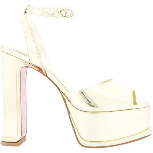 Luxury Platinum Leather Platform Sandals , female, Sizes: 6 UK - Christian Louboutin - Modalova