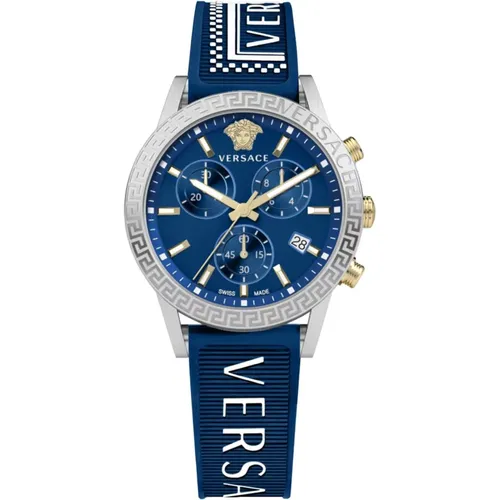 Sport Tech Chronograph Rubber Watch , female, Sizes: ONE SIZE - Versace - Modalova