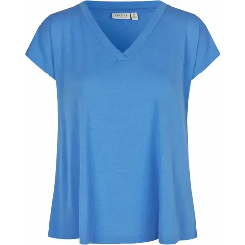 Flounce Back V-Neck T-Shirt , female, Sizes: M, XL, L - Masai - Modalova