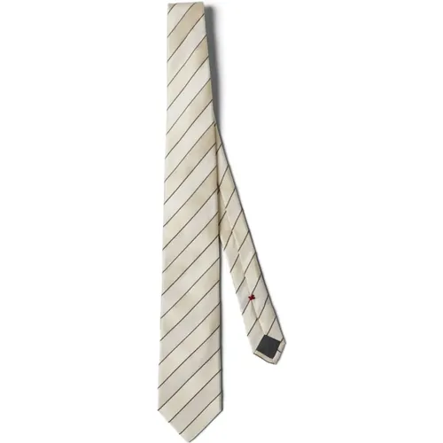 Silk Chevron Striped Tie , male, Sizes: ONE SIZE - BRUNELLO CUCINELLI - Modalova