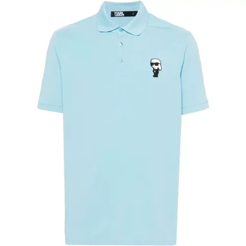Blaues Stretch-Jersey-Poloshirt , Herren, Größe: M - Karl Lagerfeld - Modalova