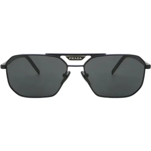 Elegant Rectangle Sunglasses with Dark Grey Lenses , unisex, Sizes: ONE SIZE - Prada - Modalova