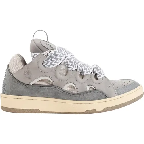Grey Suede Curb Sneakers , male, Sizes: 8 UK - Lanvin - Modalova