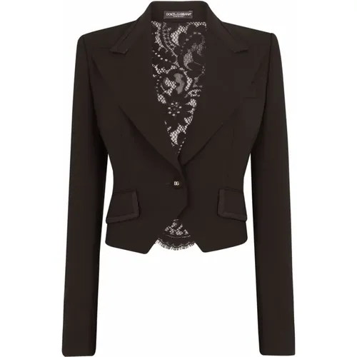 Floral Lace Blazer Rising Revers , female, Sizes: 2XS - Dolce & Gabbana - Modalova