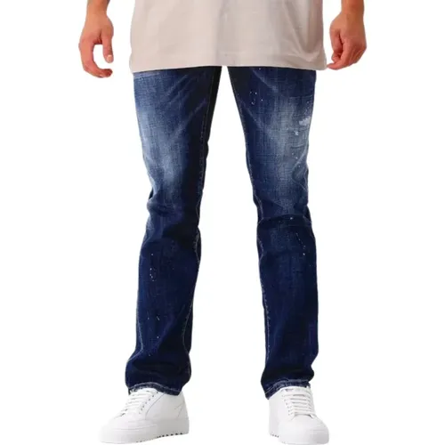 Dunkelblaue Streetwear-Jeans mit Used-Look , Herren, Größe: L - Dsquared2 - Modalova