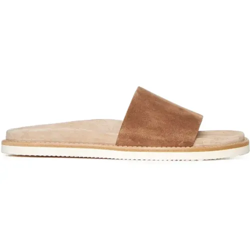 Chestnut Suede Slip-On Sandals , male, Sizes: 6 UK, 11 UK - BRUNELLO CUCINELLI - Modalova