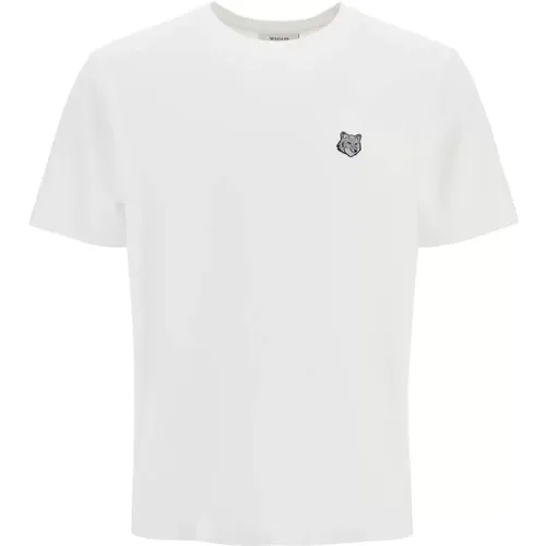 Mutiger Fuchskopf Patch T-Shirt , Herren, Größe: XL - Maison Kitsuné - Modalova