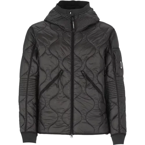 Schwarze Gepolsterte Steppjacke mit Kapuze , Herren, Größe: M - C.P. Company - Modalova