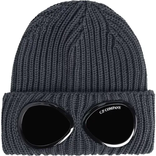 Thick Ribbed Knit Beanie with Goggle Detail , female, Sizes: ONE SIZE - C.P. Company - Modalova
