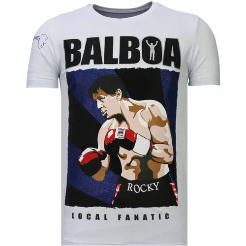 Balboa Rocky Rhinestone - Herren T-Shirt - 13-6223W , Herren, Größe: L - Local Fanatic - Modalova