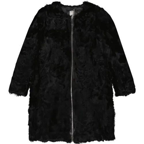 Faux Fur Coat Damen Langarm , Damen, Größe: M - add - Modalova