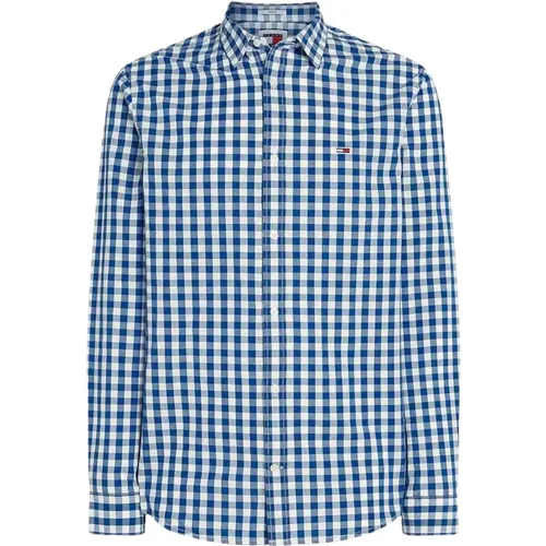 Checked Poplin Shirt , male, Sizes: M - Tommy Hilfiger - Modalova