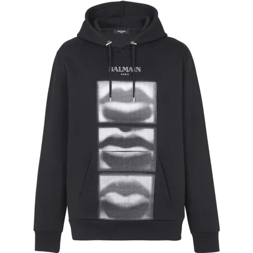 Vintage Kapuzenpullover mit Lips-Print - Balmain - Modalova