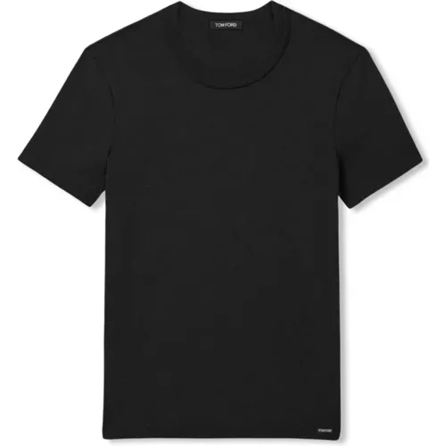 Baumwoll-Stretch T-Shirt in Schwarz , Herren, Größe: M - Tom Ford - Modalova