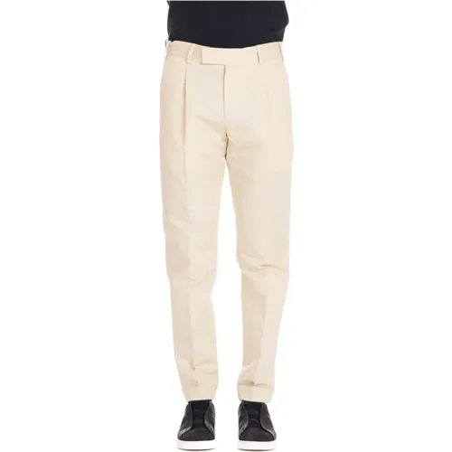 Cream Cotton-Linen Gabardine Trousers , male, Sizes: XL, M, S, 2XL, L - PT Torino - Modalova