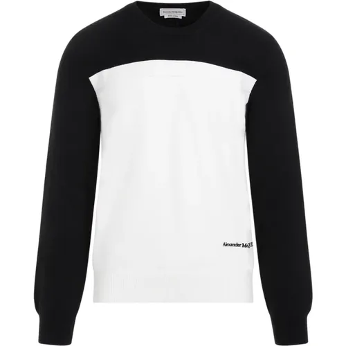 Cotton Pullover Black Ivory Sweater , male, Sizes: XL, L - alexander mcqueen - Modalova