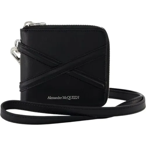 Leather Zip Around Billfold Wallet - House Strap Detail , male, Sizes: ONE SIZE - alexander mcqueen - Modalova