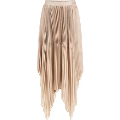 Asymmetric Pleated Skirt Taupe , female, Sizes: M - Guess - Modalova