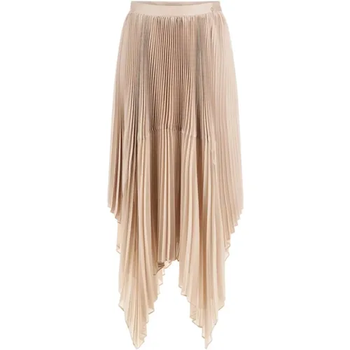 Asymmetric Pleated Skirt Taupe , female, Sizes: XS - Guess - Modalova