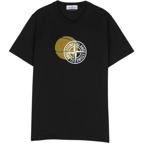 Schwarze T-Shirts und Polos mit Logo-Print - Stone Island - Modalova