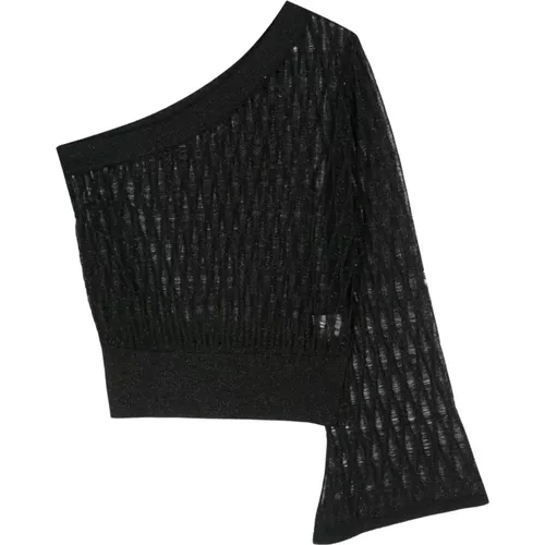 One-shoulder long sleeve lurex knit top , female, Sizes: S, XS, 2XS - Federica Tosi - Modalova