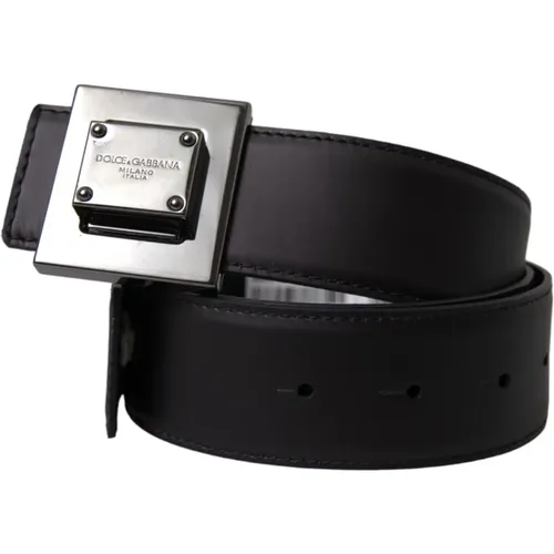 Leather Belt with Square Buckle , female, Sizes: 80 CM - Dolce & Gabbana - Modalova