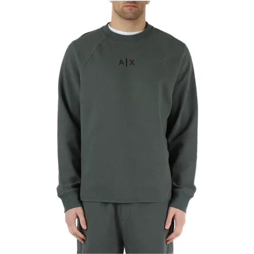 Cotton Blend Logo Embroidered Sweatshirt , male, Sizes: M, XL - Armani Exchange - Modalova
