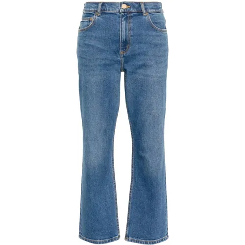 Denim Jeans mit Reißverschluss und Knopfverschluss,Flared Crop Denim Jeans - TORY BURCH - Modalova