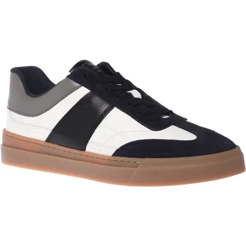 Trainers in white and blue leather and suede - Baldinini - Modalova