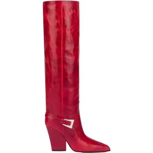 Buckle Knee-High Leather Boots , female, Sizes: 5 UK - Paris Texas - Modalova