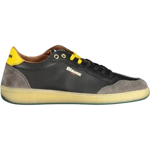 Herren Sportliche Schwarze Sneakers mit Kontrastdetails , Herren, Größe: 41 EU - Blauer - Modalova