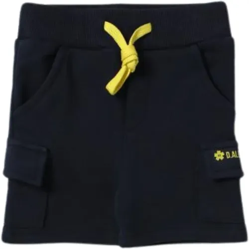 Blaue Bermuda-Shorts mit gelben Kontrastdetails für Kinder - Daniele Alessandrini - Modalova