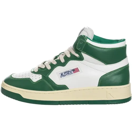 Grün Weiße Leder Mid-Top Sneakers - Autry - Modalova