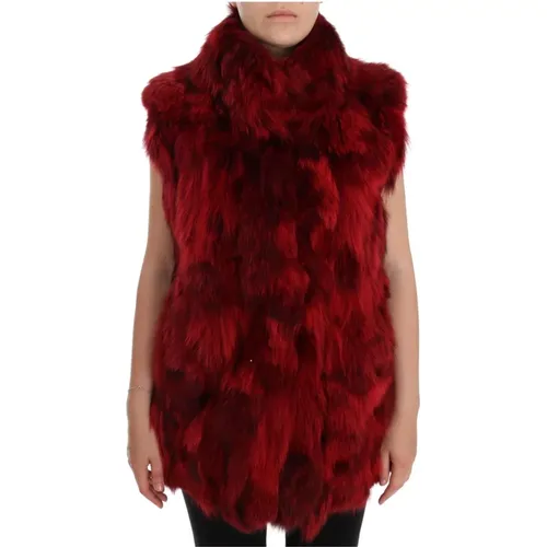 Coyote Fur Sleeveless Coat Jacket , female, Sizes: 2XS - Dolce & Gabbana - Modalova