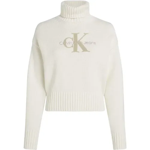 Bedruckter Rollkragenpullover , Damen, Größe: S - Calvin Klein Jeans - Modalova