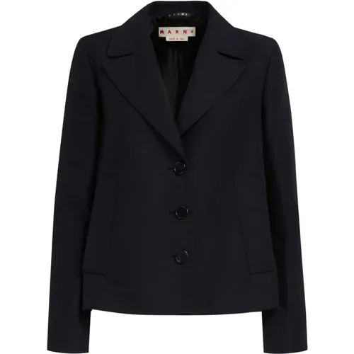 A-line cady jacket with back pleat , female, Sizes: M, XS - Marni - Modalova