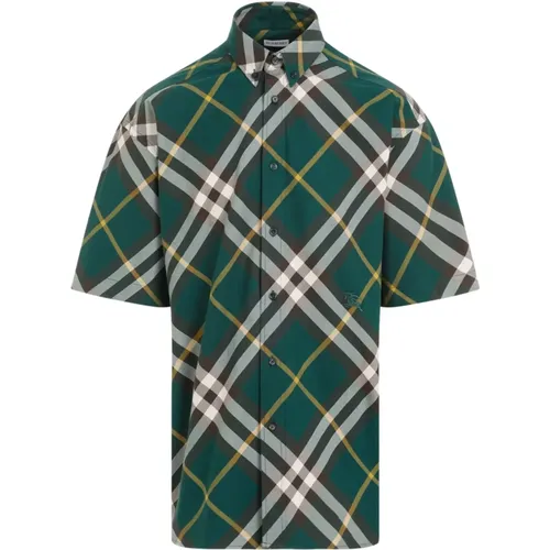 Green Check Cotton Shirt , male, Sizes: S, L, XL, M - Burberry - Modalova