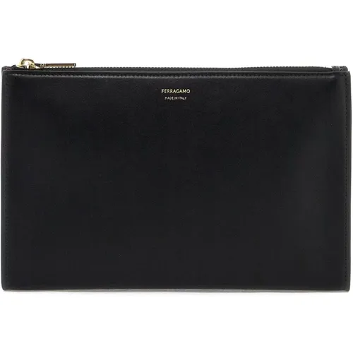 Elegant Leather Pouch with Expandable Design , female, Sizes: ONE SIZE - Salvatore Ferragamo - Modalova