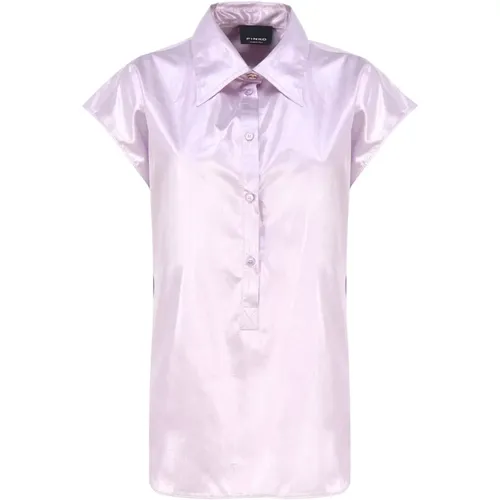 Lilac Metallic Sleeveless Shirt , female, Sizes: XS - pinko - Modalova
