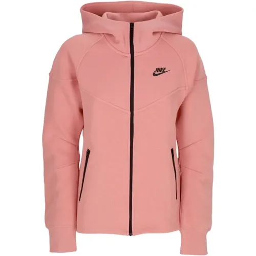 Sporty Lightweight Zip Hoodie Red/Black , female, Sizes: S - Nike - Modalova