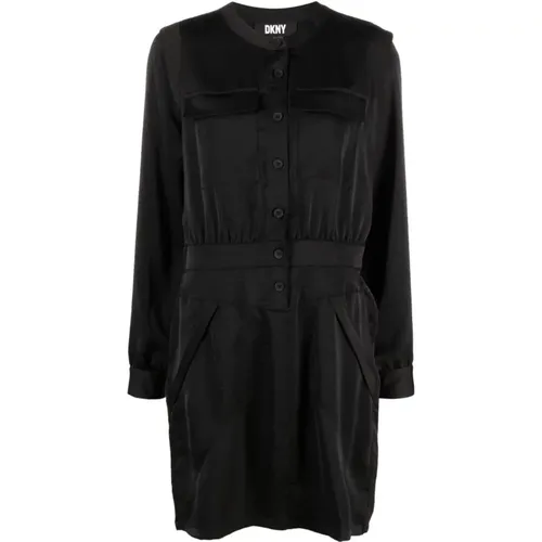 Btn frnt two pocket dress , female, Sizes: M, L - DKNY - Modalova