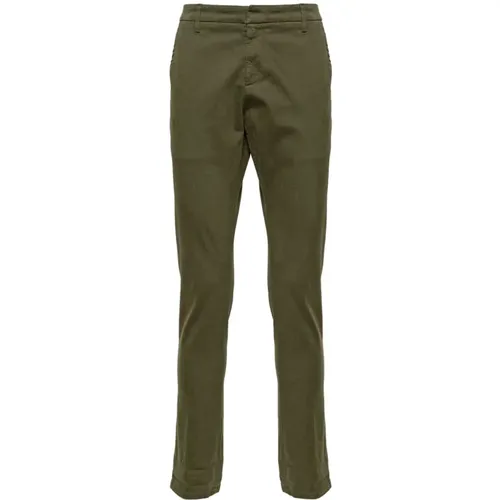 Grüne Baumwoll-Slim-Fit-Hose , Herren, Größe: W30 - Dondup - Modalova