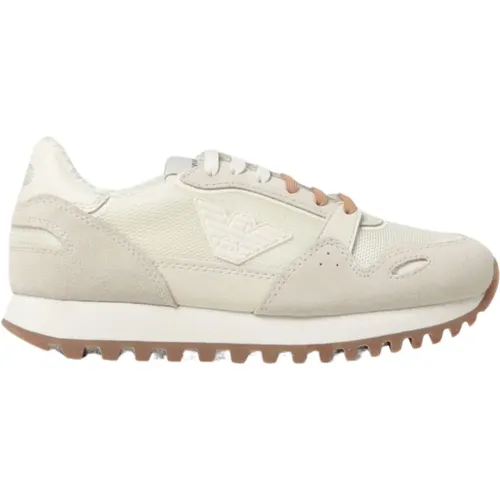 Kinder Sand Wildleder Leinwand Sneakers - Emporio Armani - Modalova