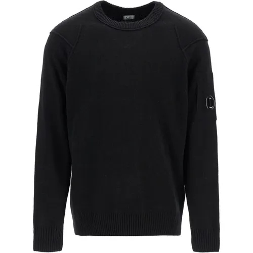 Wollmischung Crewneck Pullover mit Linse , Herren, Größe: M - C.P. Company - Modalova