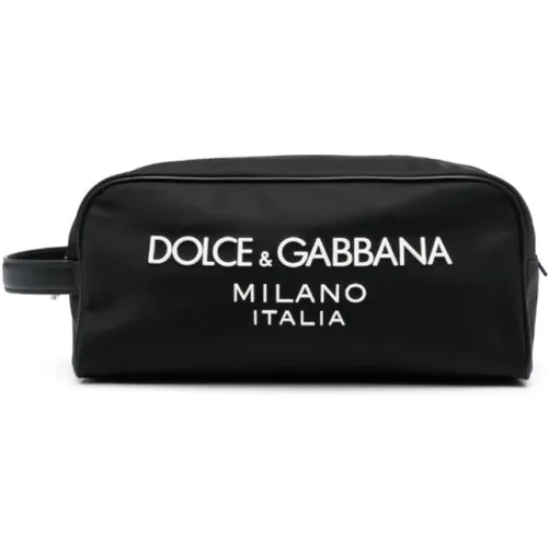 Nylon White Logo Toiletry Bag , male, Sizes: ONE SIZE - Dolce & Gabbana - Modalova