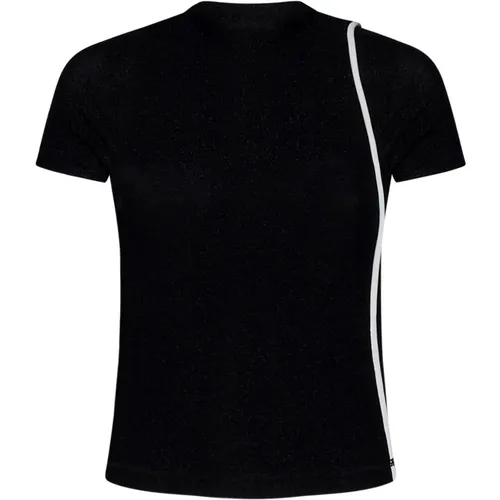 Schwarze gerippte T-Shirts und Polos , Damen, Größe: M - Ottolinger - Modalova