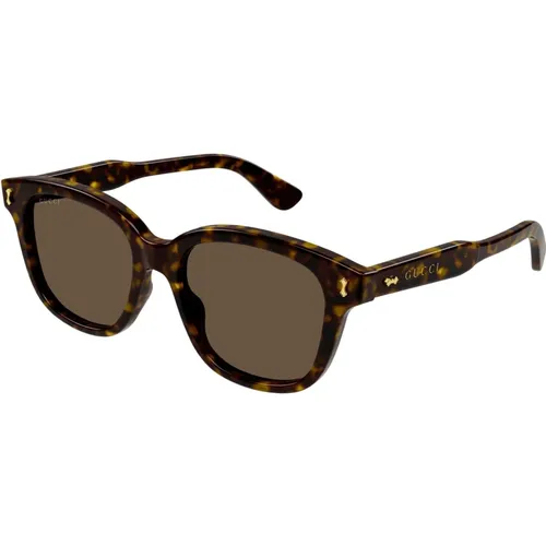 Havana/Braune Sonnenbrille , Herren, Größe: 52 MM - Gucci - Modalova