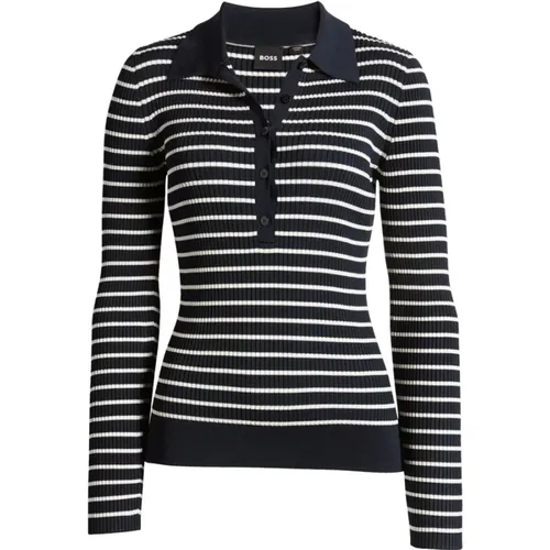 Rib Knit Polo Sweater , female, Sizes: L, XL, S - Hugo Boss - Modalova