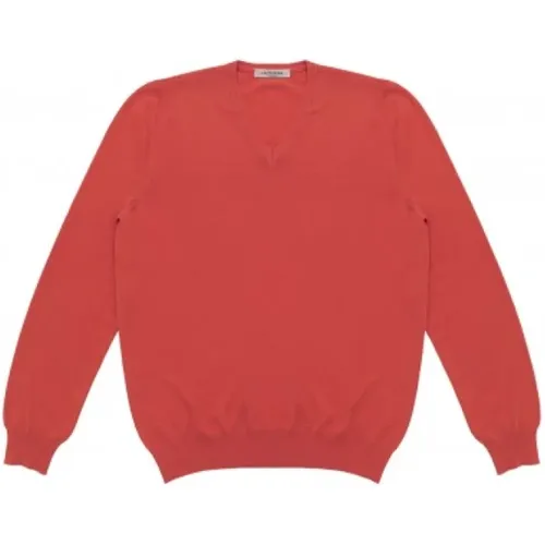 V-neck Salmon Sweater , male, Sizes: XL, L - La Fileria - Modalova