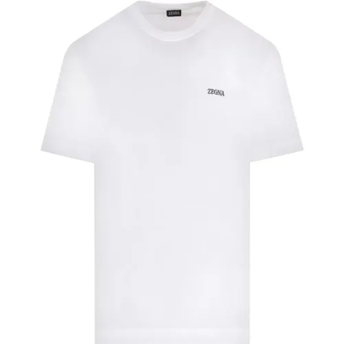 Cotton Logo Embroidered T-shirt , male, Sizes: M, L, XL, S - Ermenegildo Zegna - Modalova